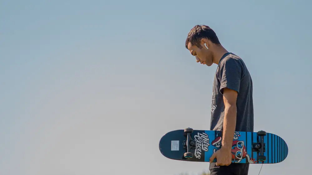 skateboarding with airpods